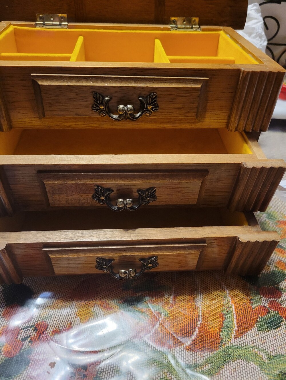 Vintage Wooden Two-Drawer Jewelry Box - Warm Brown - Picture 3 of 10